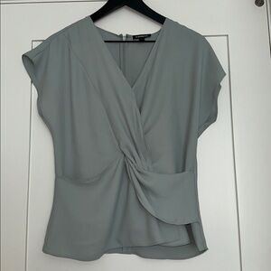 Express Soft Gray V-Neck Top